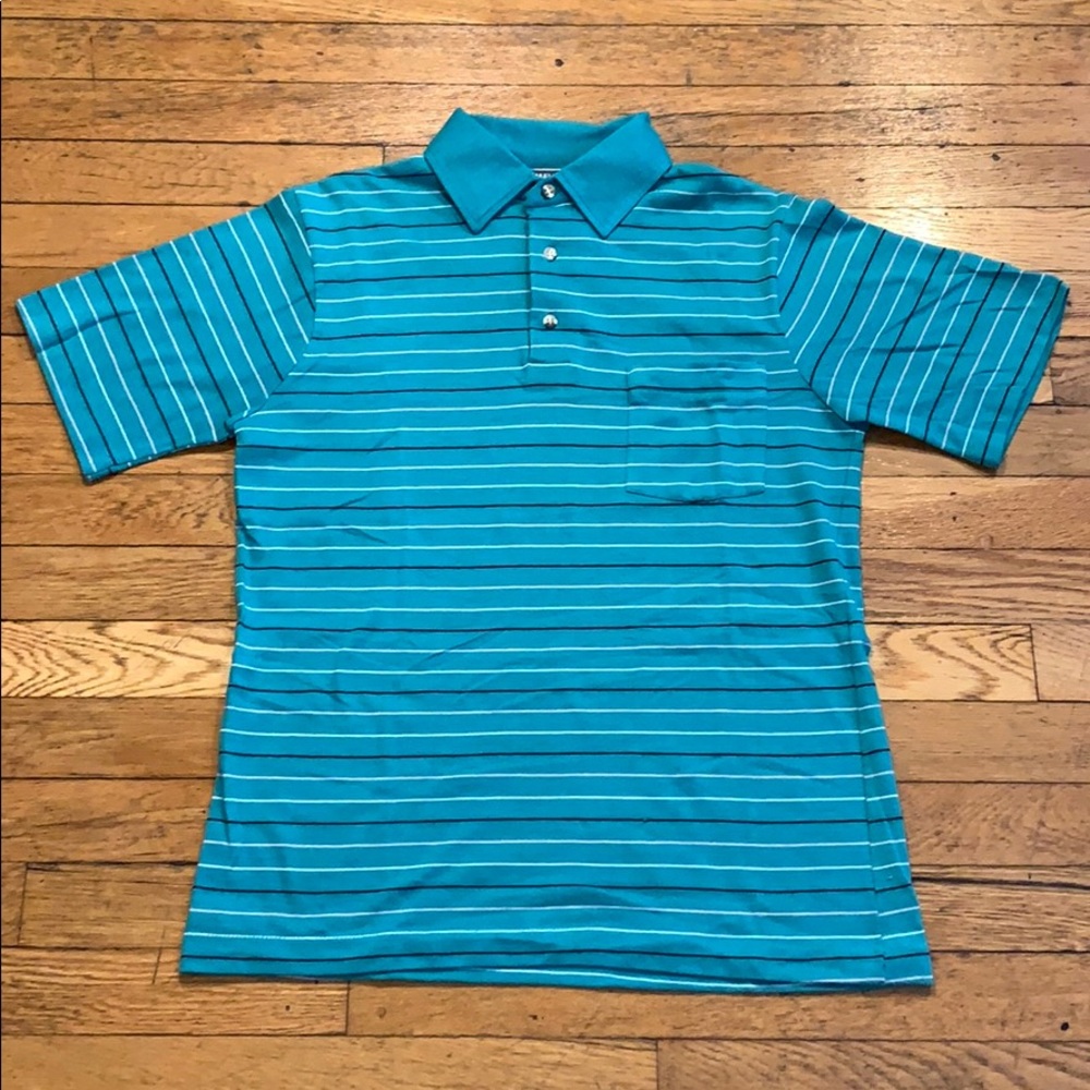 1980s Filene’s Men’s Store Teal Striped Polo